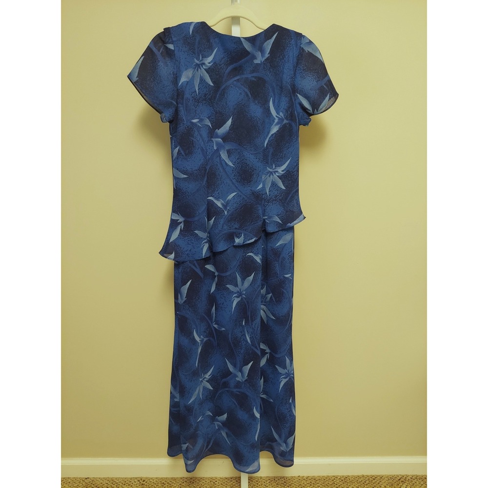 Positive Attitude Floral Layered Maxi Dress Size 8P Short Sleeve Modest Church - Picture 6 of 6